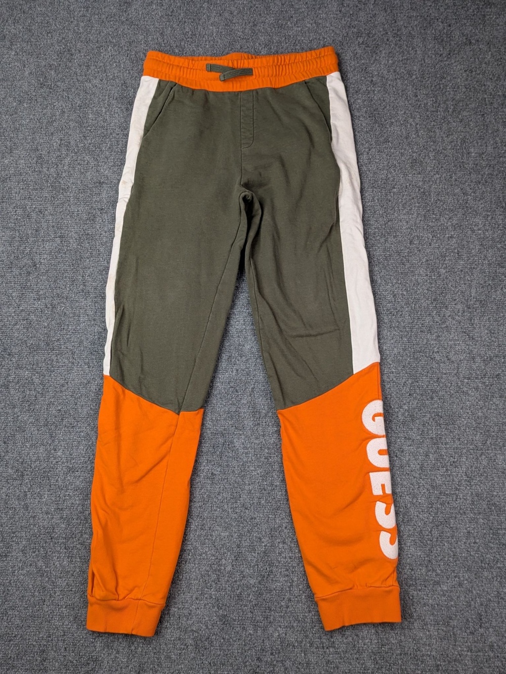 GUESS Pants Kids 16 Multicolor Fleece Joggers Colorblock Logo Ankle Sweatpants